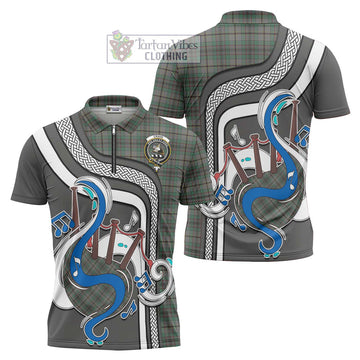 Craig Tartan Zipper Polo Shirt with Epic Bagpipe Style