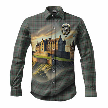 Craig Tartan Family Crest Long Sleeve Button Shirt with Scottish Ancient Castle Style Men's Shirt S - Tartan Vibes Clothing