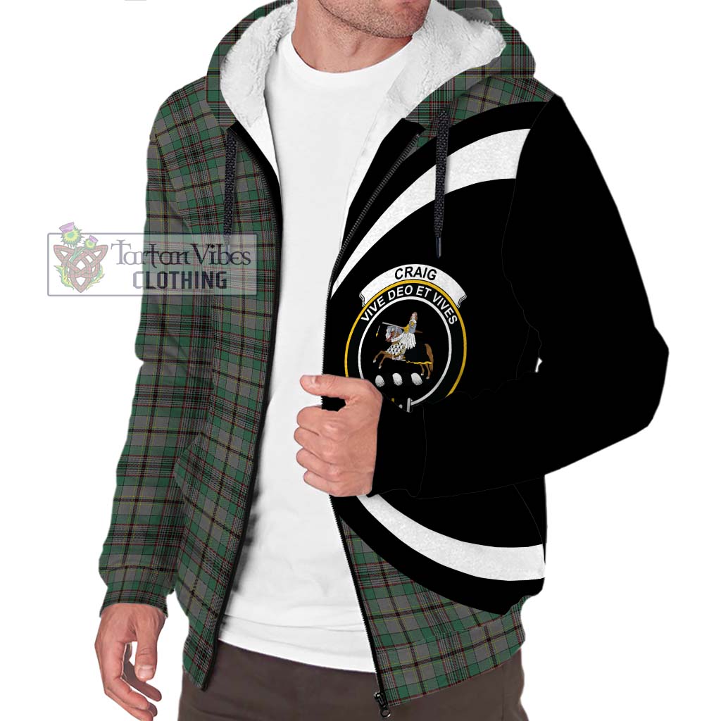 Craig Tartan Sherpa Hoodie with Family Crest Circle Style Unisex S - Tartan Vibes Clothing