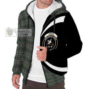 Craig Tartan Sherpa Hoodie with Family Crest Circle Style