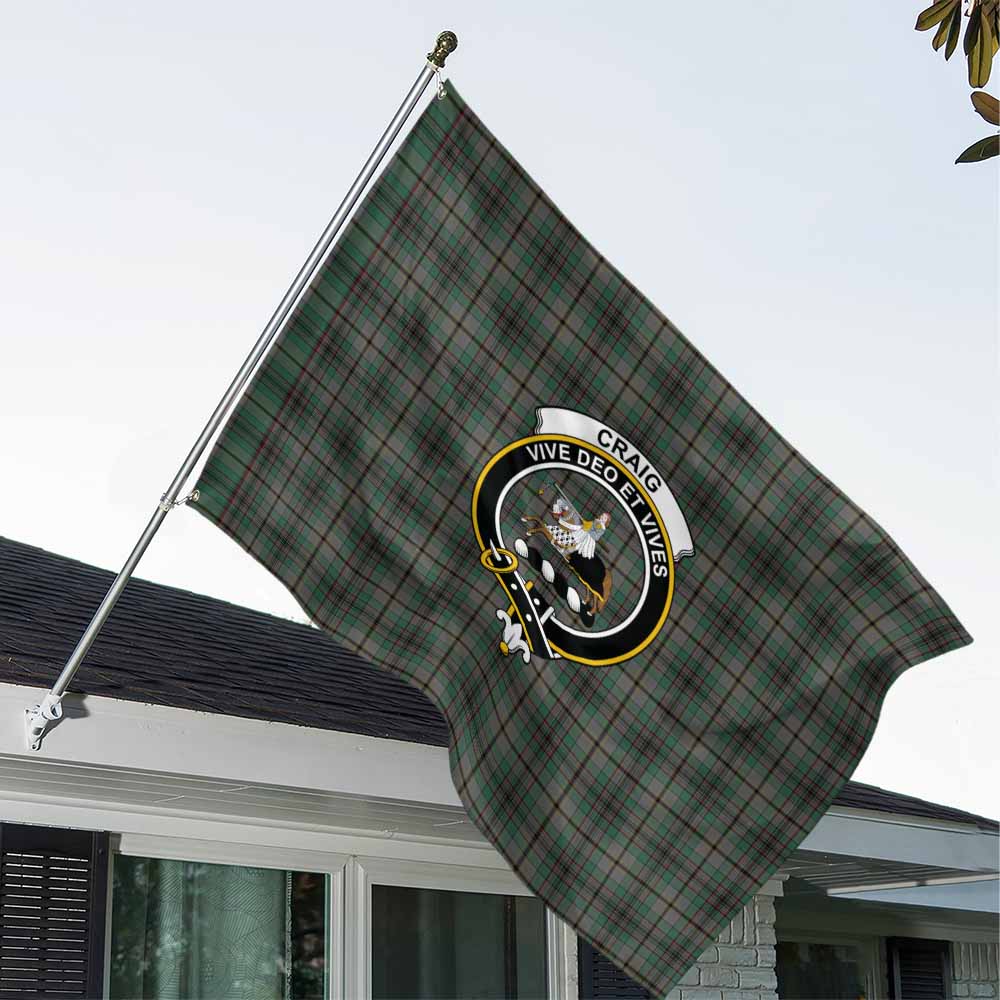 Tartan Vibes Clothing Craig Tartan House Flag with Family Crest