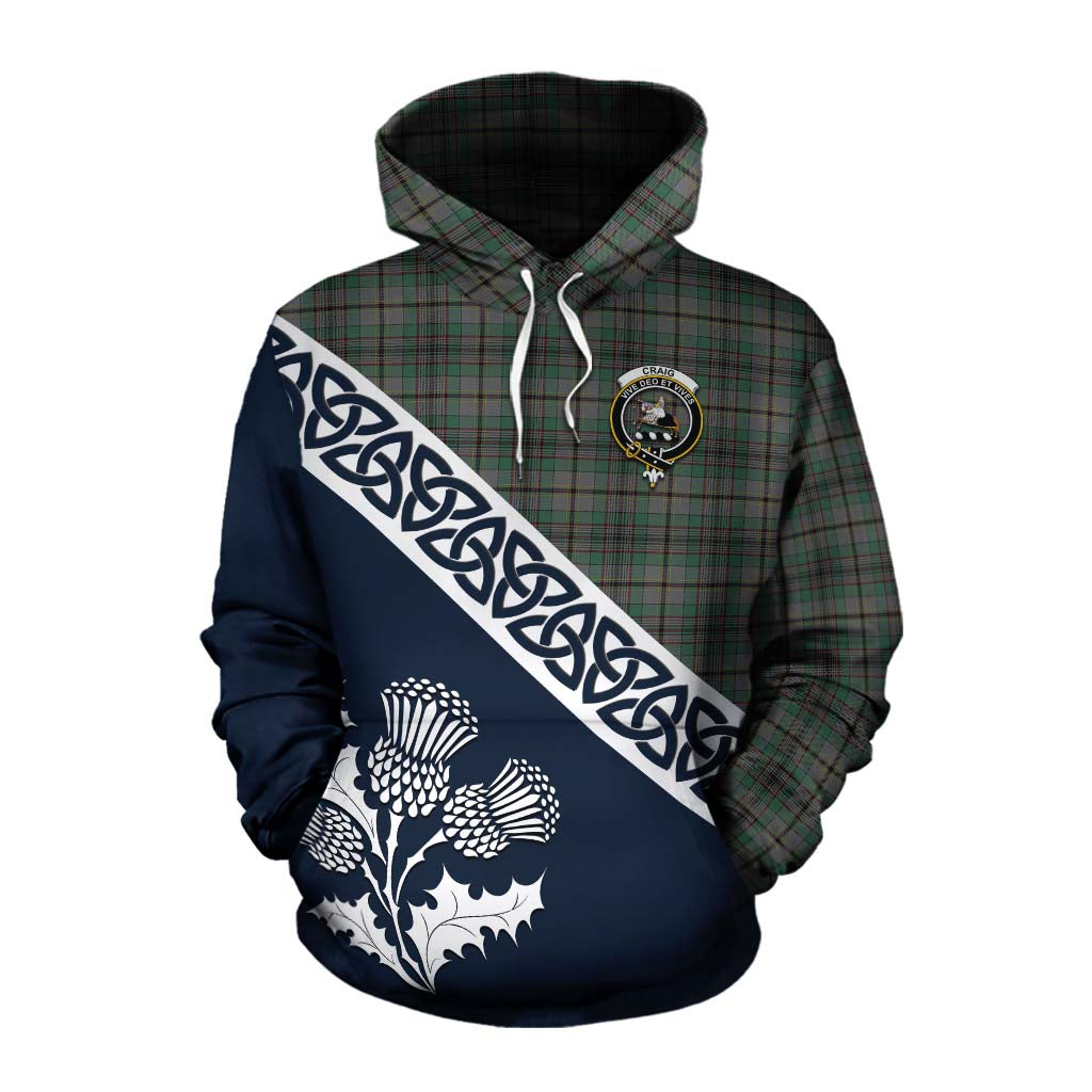 Tartan Vibes Clothing Craig Tartan Cotton Hoodie Featuring Thistle and Scotland Map