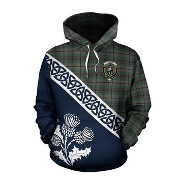 Craig Tartan Cotton Hoodie Featuring Thistle and Scotland Map