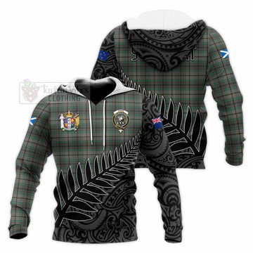 Craig Crest Tartan Knitted Hoodie with New Zealand Silver Fern Half Style