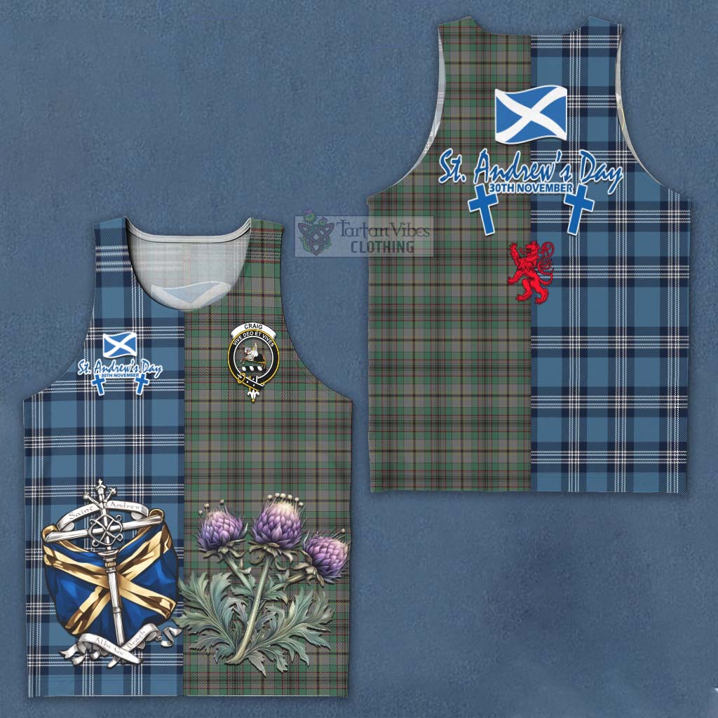 Tartan Vibes Clothing Craig Tartan Men's Tank Top Happy St. Andrew's Day Half Tartan Style