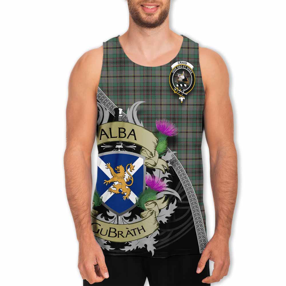 Craig Tartan Family Crest Men's Tank Top Lion Rampant Royal Thistle Shield Celtic Inspired Men - Tartan Vibes Clothing