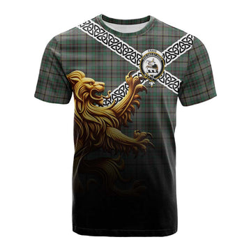 Craig Crest Tartan Cotton T-shirt with Golden Lion Emblem Celtic Style Kid's Shirt - Tartan Vibes Clothing