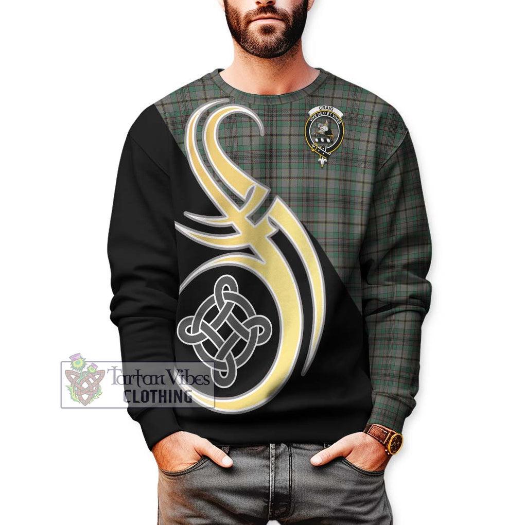 Craig Tartan Sweatshirt with Family Crest and Celtic Symbol Style Unisex - Tartan Vibes Clothing