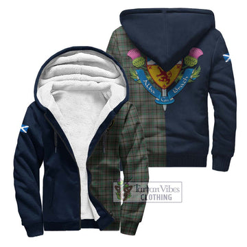 Craig Tartan Sherpa Hoodie Alba with Scottish Lion Royal Arm Half Style