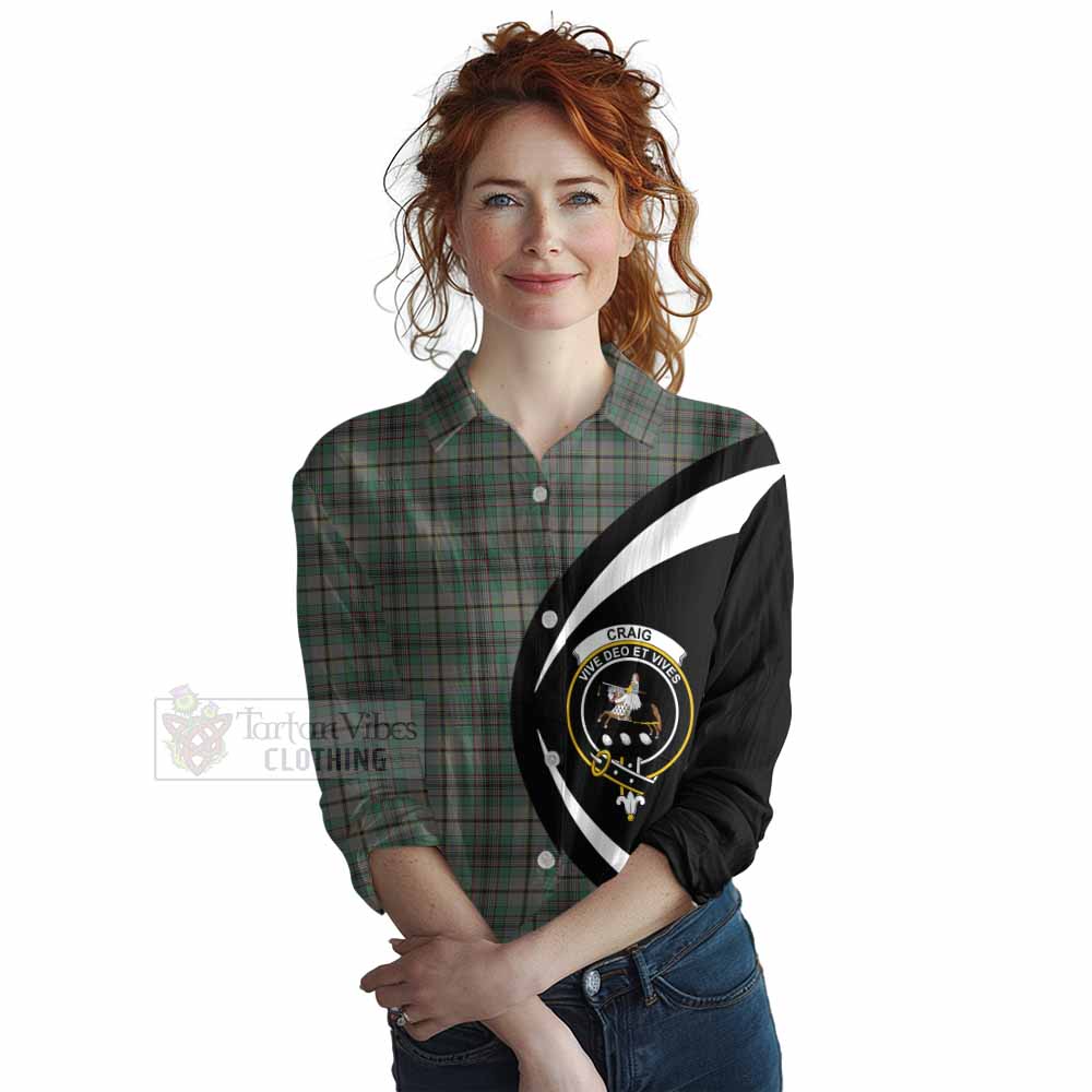 Tartan Vibes Clothing Craig Tartan Women's Casual Shirt with Family Crest Circle Style