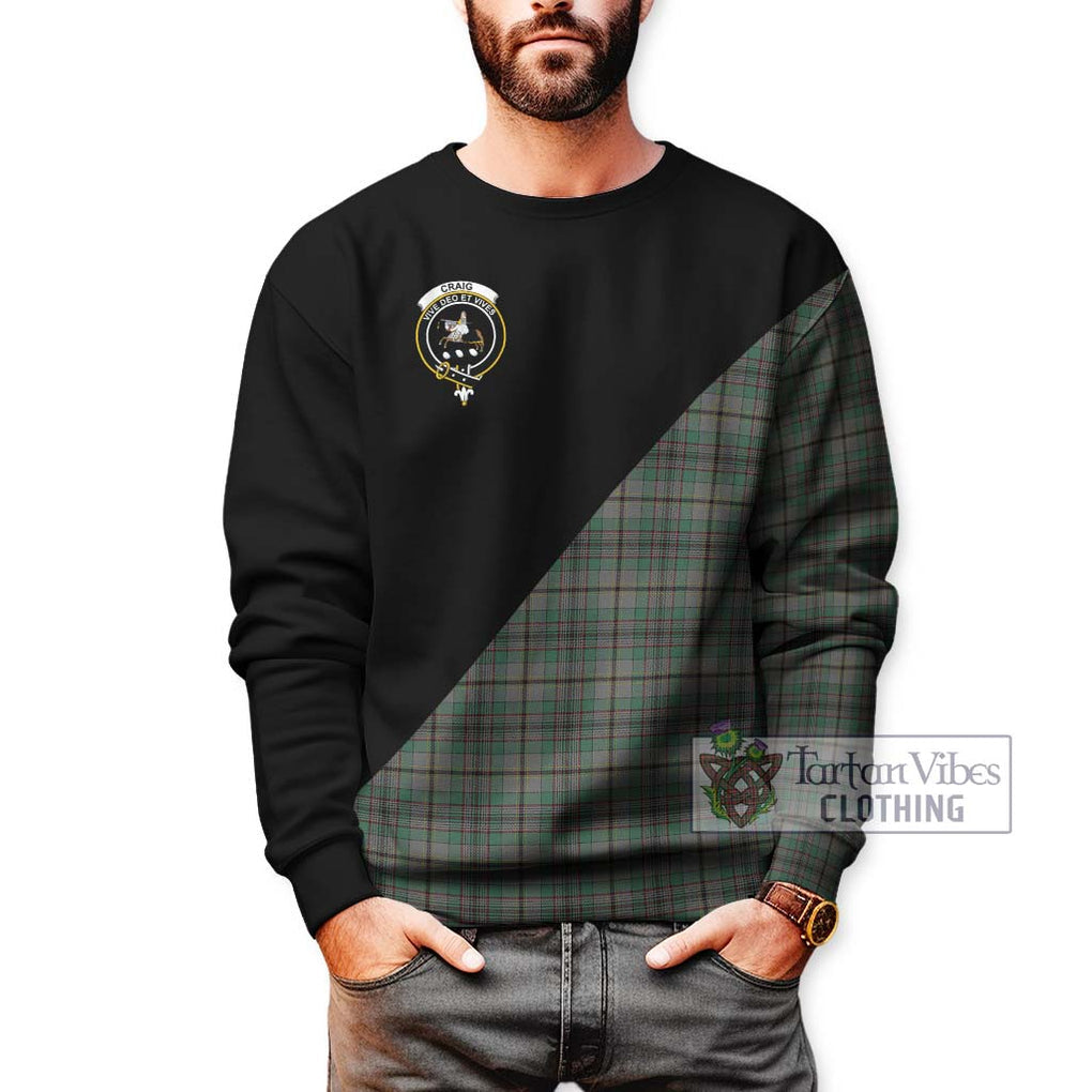 Craig Tartan Sweatshirt with Family Crest and Military Logo Style Unisex - Tartanvibesclothing Shop