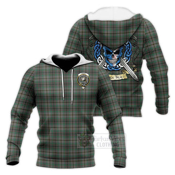 Craig Tartan Knitted Hoodie with Family Crest Celtic Skull Style