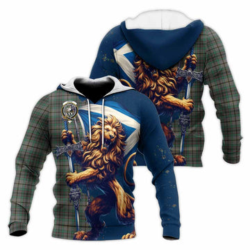 Craig Tartan Family Crest Knitted Hoodie with Scottish Majestic Lion