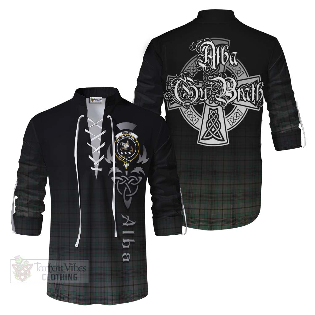 Tartan Vibes Clothing Craig Tartan Ghillie Kilt Shirt Featuring Alba Gu Brath Family Crest Celtic Inspired