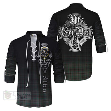 Craig Tartan Ghillie Kilt Shirt Featuring Alba Gu Brath Family Crest Celtic Inspired