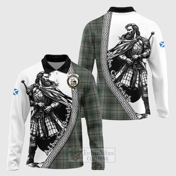 Craig Tartan Clan Crest Long Sleeve Polo Shirt with Highlander Warrior Celtic Style