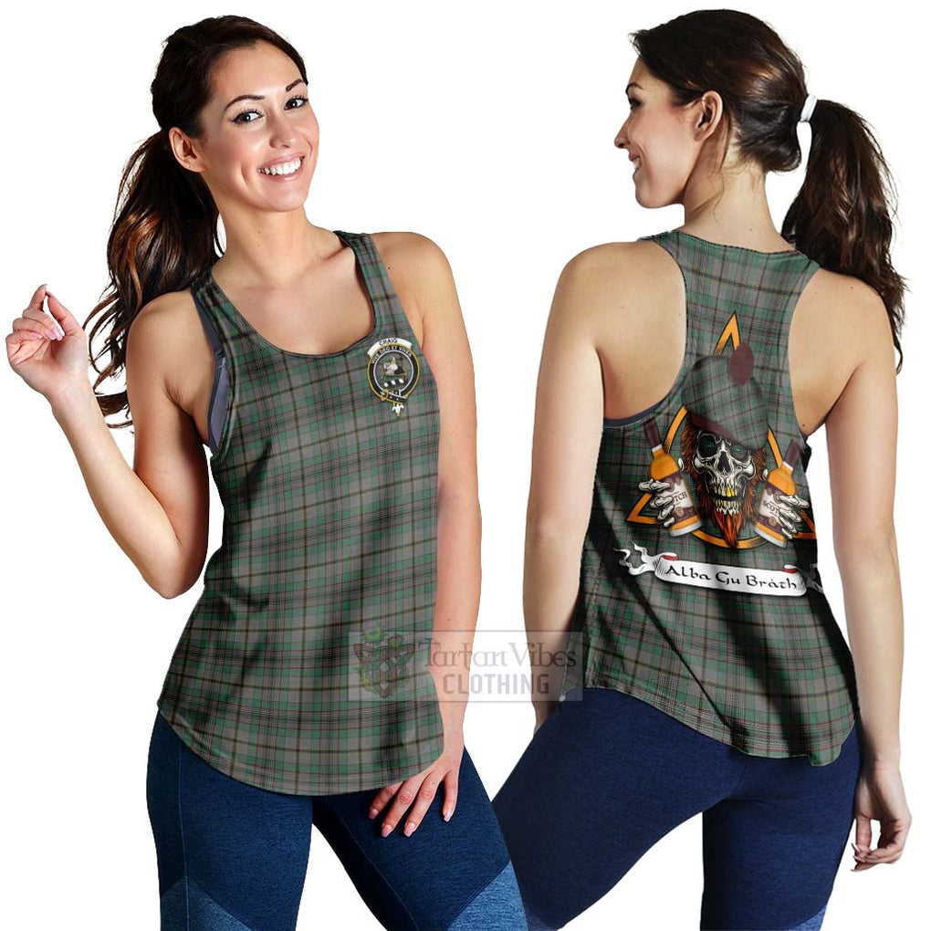 Tartan Vibes Clothing Craig Tartan Women's Racerback Tanks with Family Crest and Bearded Skull Holding Bottles of Whiskey