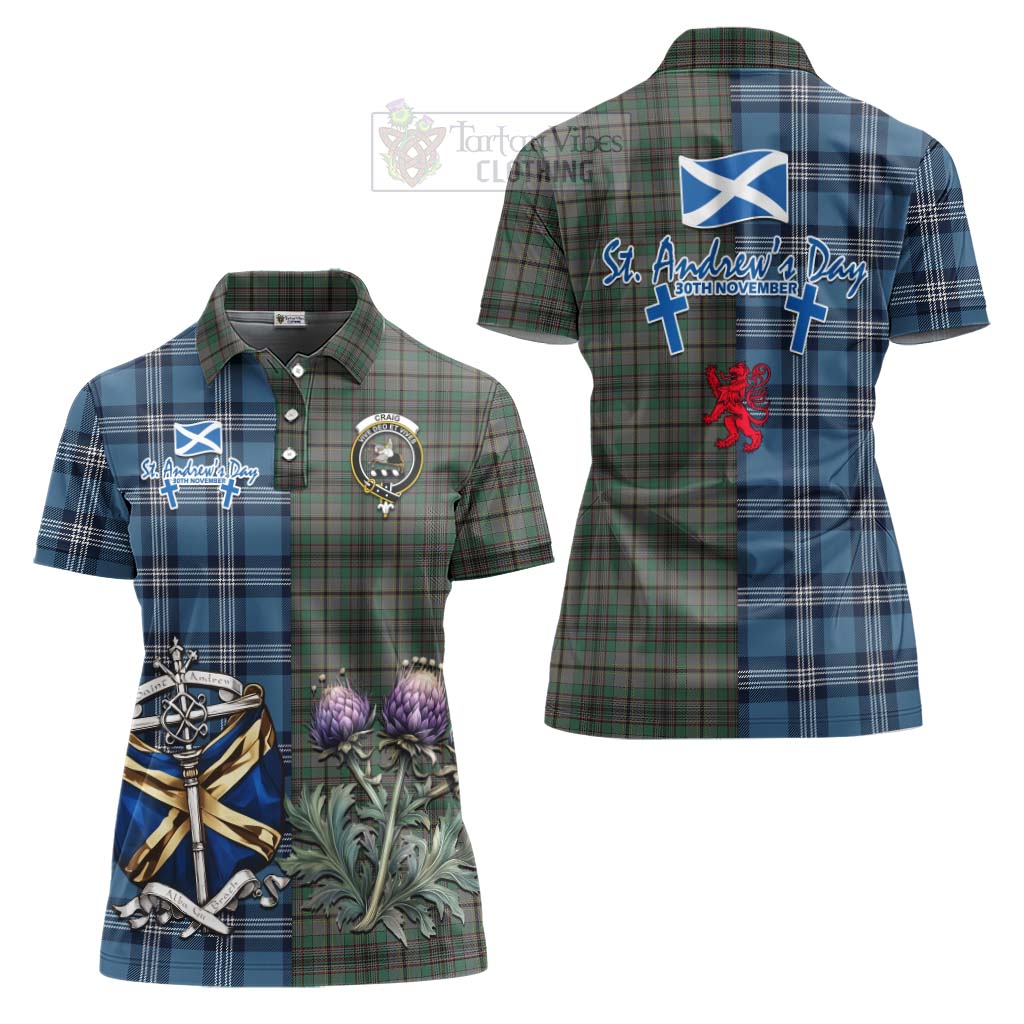 Tartan Vibes Clothing Craig Tartan Women's Polo Shirt Happy St. Andrew's Day Half Tartan Style