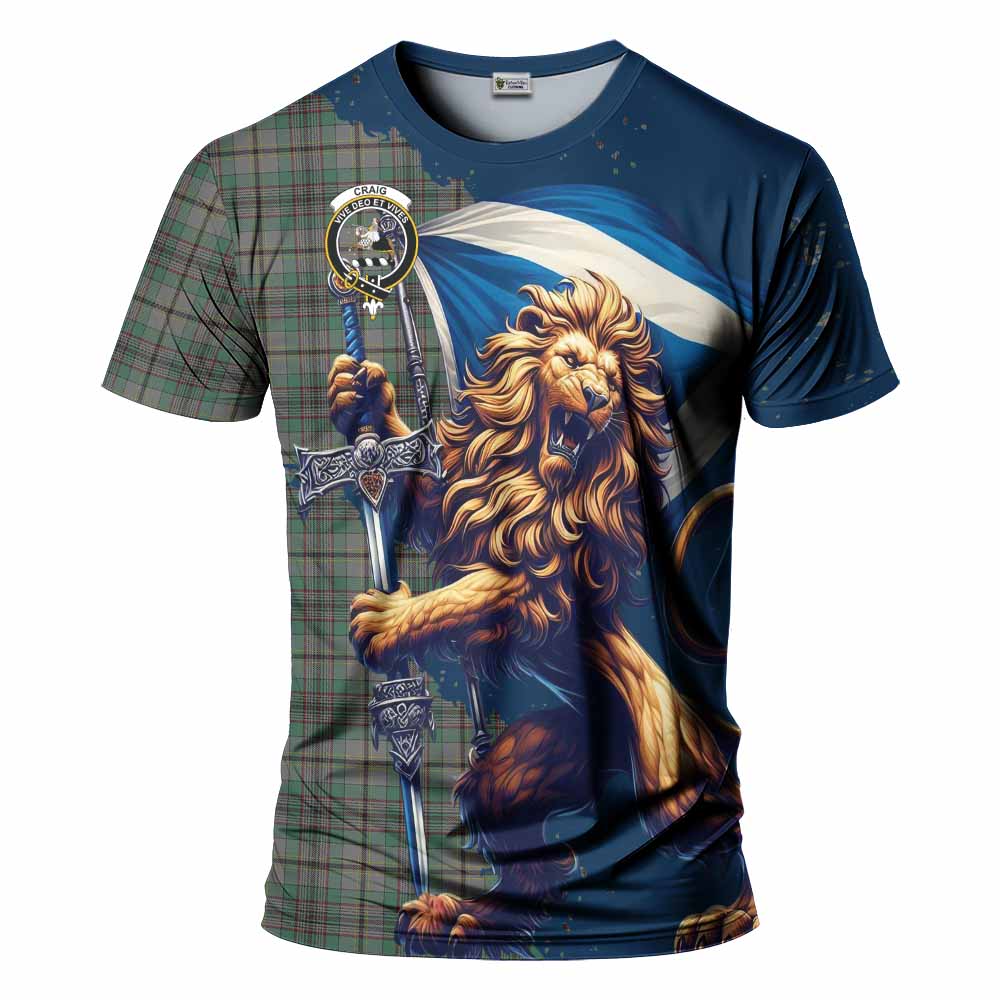 Tartan Vibes Clothing Craig Tartan Family Crest T-Shirt with Scottish Majestic Lion