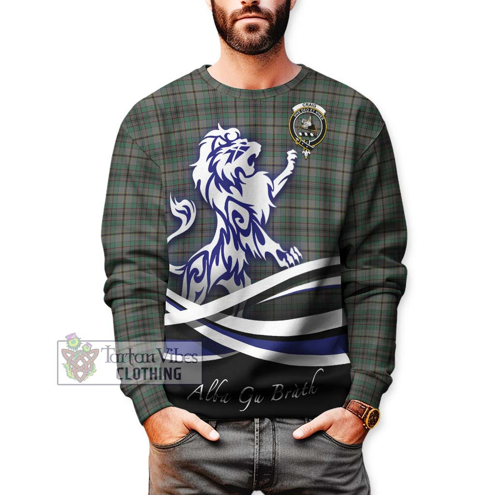 Craig Tartan Sweatshirt with Alba Gu Brath Regal Lion Emblem Unisex - Tartanvibesclothing Shop