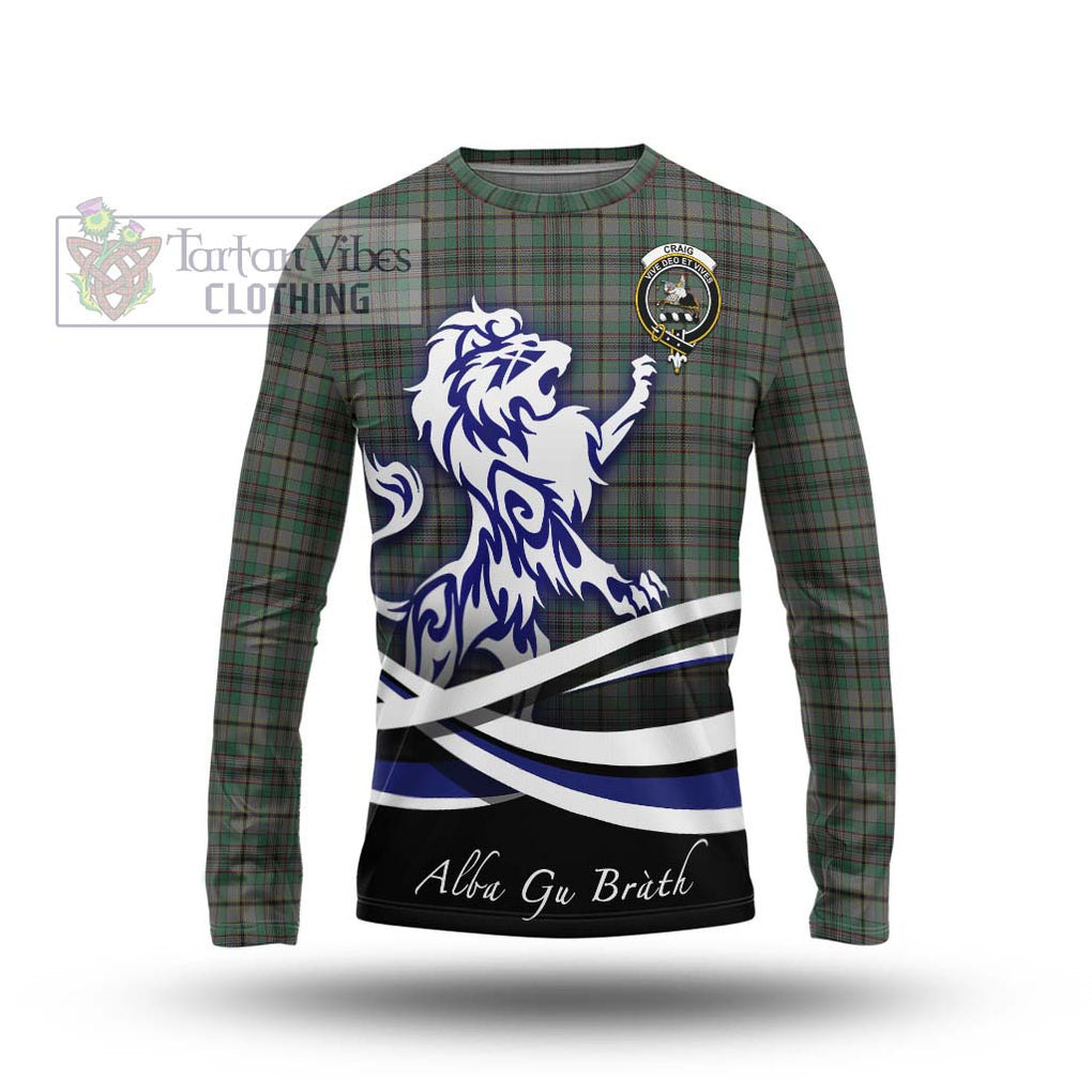 Craig Tartan Long Sleeve T-Shirt with Alba Gu Brath Regal Lion Emblem Unisex - Tartanvibesclothing Shop