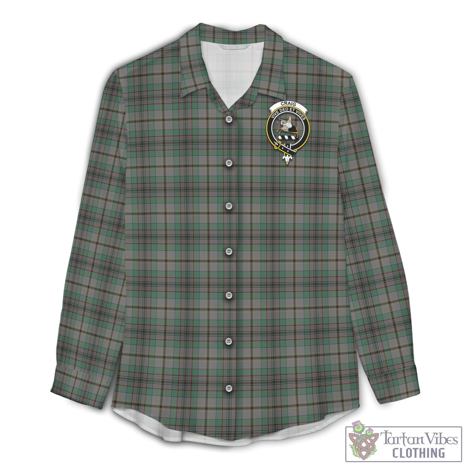 Tartan Vibes Clothing Craig Tartan Womens Casual Shirt with Family Crest