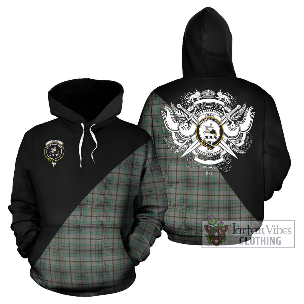 Craig Tartan Hoodie with Family Crest and Military Logo Style Zip Hoodie - Tartanvibesclothing Shop