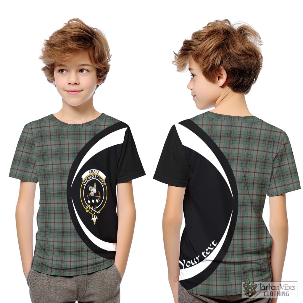 Craig Tartan Kid T-Shirt with Family Crest Circle Style Youth XL Size14 - Tartan Vibes Clothing