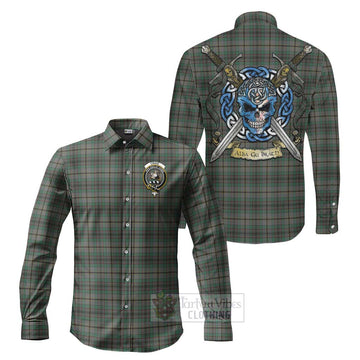 Craig Tartan Long Sleeve Button Shirt with Family Crest Celtic Skull Style