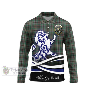 Craig Tartan Long Sleeve Polo Shirt with Alba Gu Brath Regal Lion Emblem