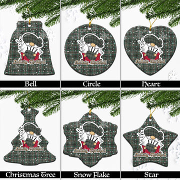 Craig Tartan Christmas Ceramic Ornaments with Scottish Gnome Playing Bagpipes