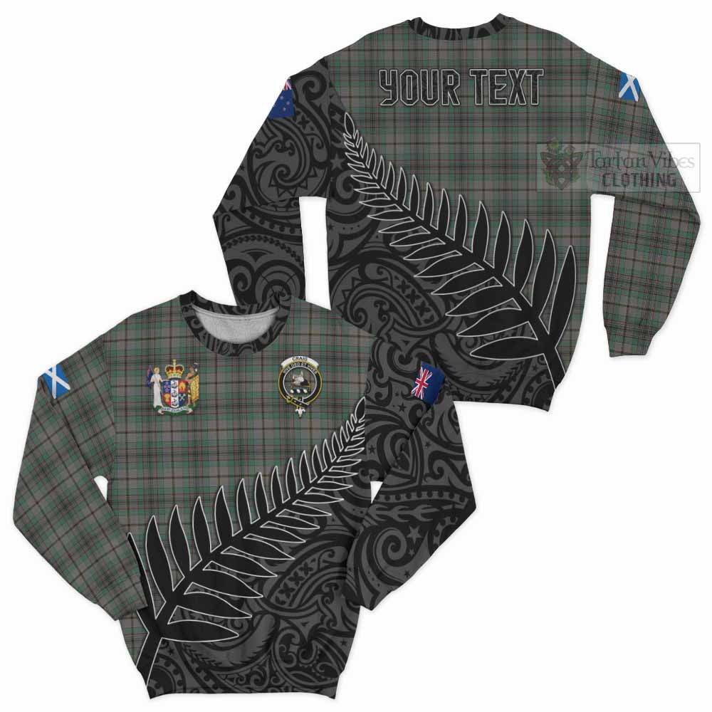 Tartan Vibes Clothing Craig Crest Tartan Sweatshirt with New Zealand Silver Fern Half Style