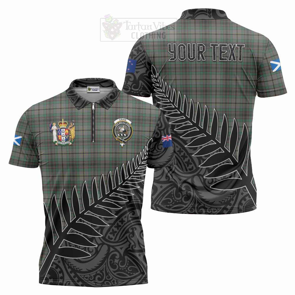 Tartan Vibes Clothing Craig Crest Tartan Zipper Polo Shirt with New Zealand Silver Fern Half Style