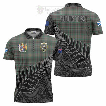 Craig Crest Tartan Zipper Polo Shirt with New Zealand Silver Fern Half Style