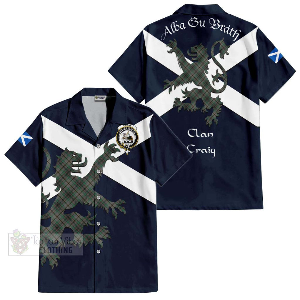 Tartan Vibes Clothing Craig Tartan Lion Rampant Short Sleeve Button Shirt – Proudly Display Your Heritage with Alba Gu Brath and Clan Name