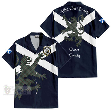 Craig Tartan Lion Rampant Short Sleeve Button Shirt  Proudly Display Your Heritage with Alba Gu Brath and Clan Name