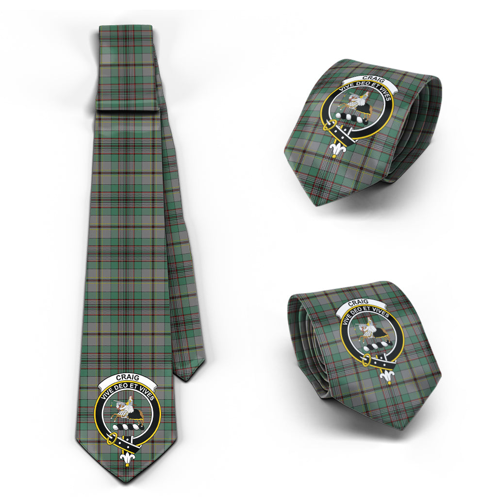 Craig Tartan Classic Necktie with Family Crest Necktie One Size - Tartan Vibes Clothing