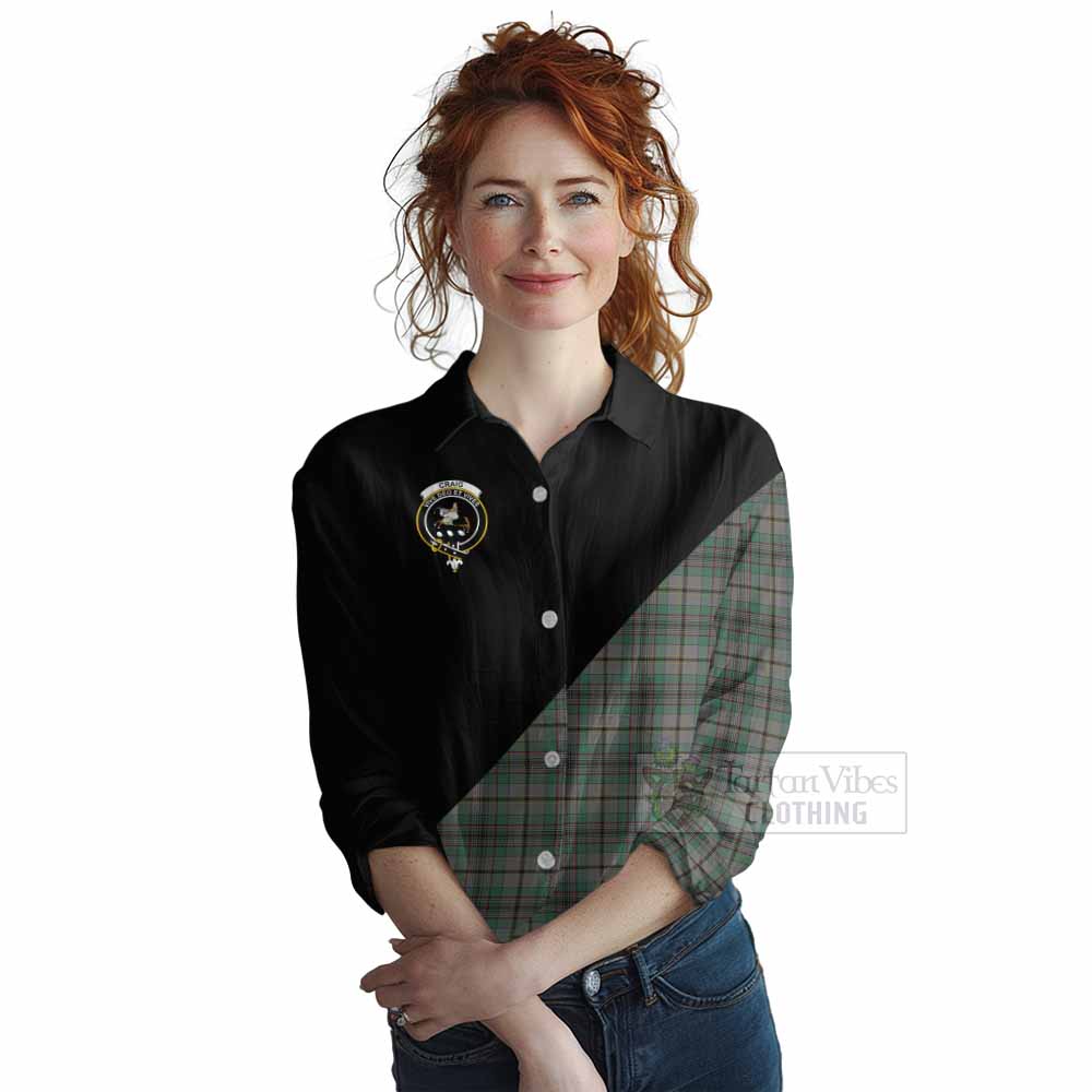 Tartan Vibes Clothing Craig Tartan Women's Casual Shirt with Family Crest and Military Logo Style