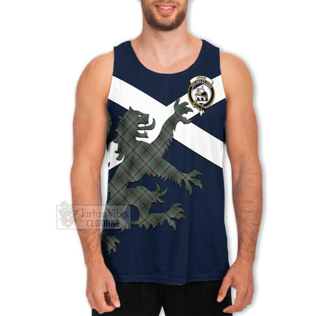 Tartan Vibes Clothing Craig Tartan Lion Rampant Men's Tank Top – Proudly Display Your Heritage with Alba Gu Brath and Clan Name