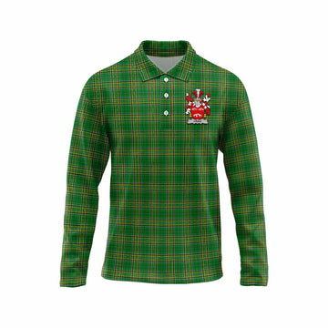 Craig Irish Clan Tartan Long Sleeve Polo Shirt with Coat of Arms