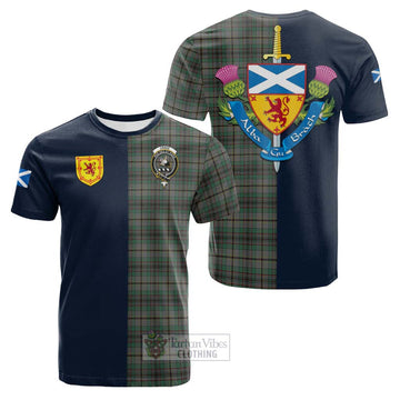 Craig Tartan Cotton T-shirt Alba with Scottish Lion Royal Arm Half Style