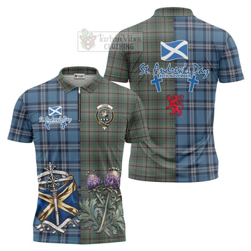 Craig Tartan Zipper Polo Shirt Happy St. Andrew's Day Half Tartan Style