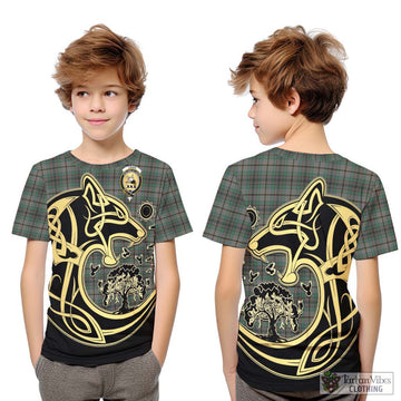 Craig Tartan Kid T-Shirt with Family Crest Celtic Wolf Style