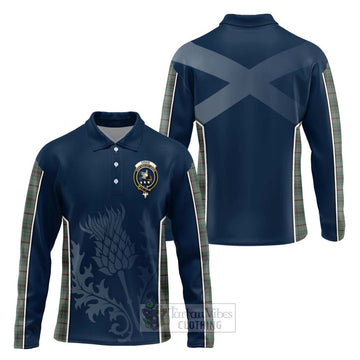 Craig Tartan Long Sleeve Polo Shirt with Family Crest and Scottish Thistle Vibes Sport Style