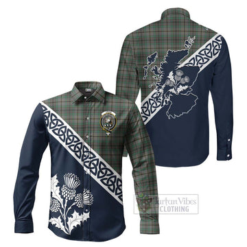 Craig Tartan Long Sleeve Button Shirt Featuring Thistle and Scotland Map