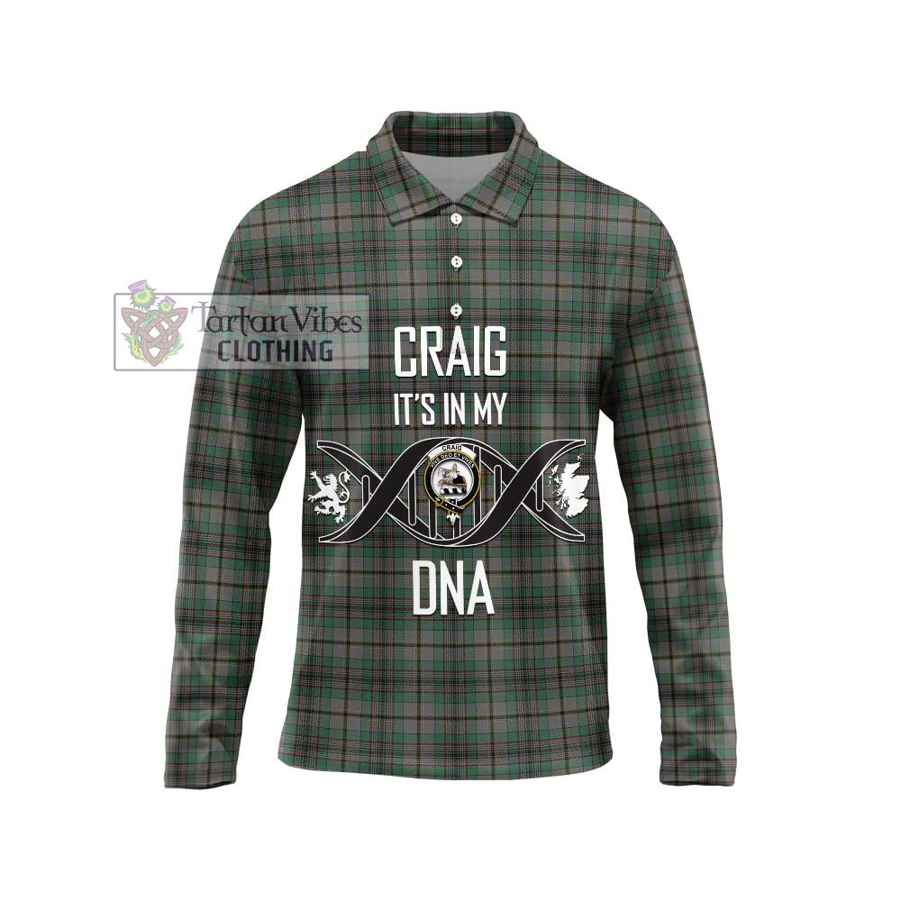 Craig Tartan Long Sleeve Polo Shirt with Family Crest DNA In Me Style Unisex - Tartanvibesclothing Shop