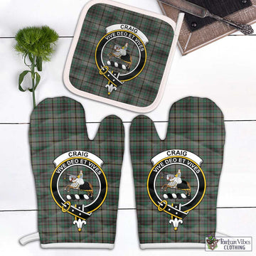 Craig Tartan Combo Oven Mitt & Pot-Holder with Family Crest White - Tartan Vibes Clothing