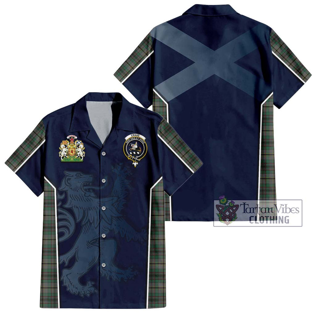 Craig Tartan Short Sleeve Button Shirt with Family Crest and Lion Rampant Vibes Sport Style Kid - Tartan Vibes Clothing