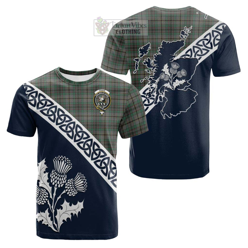 Tartan Vibes Clothing Craig Tartan Cotton T-shirt Featuring Thistle and Scotland Map