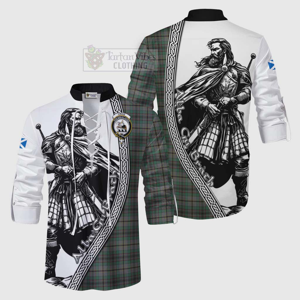 Tartan Vibes Clothing Craig Tartan Clan Crest Ghillie Kilt Shirt with Highlander Warrior Celtic Style